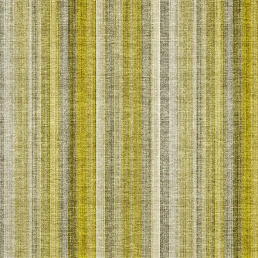 Gold And Ivory Striped Washable Area Rug With UV Protection Photo 4