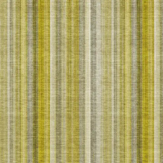 Gold And Ivory Striped Washable Area Rug With UV Protection Photo 3