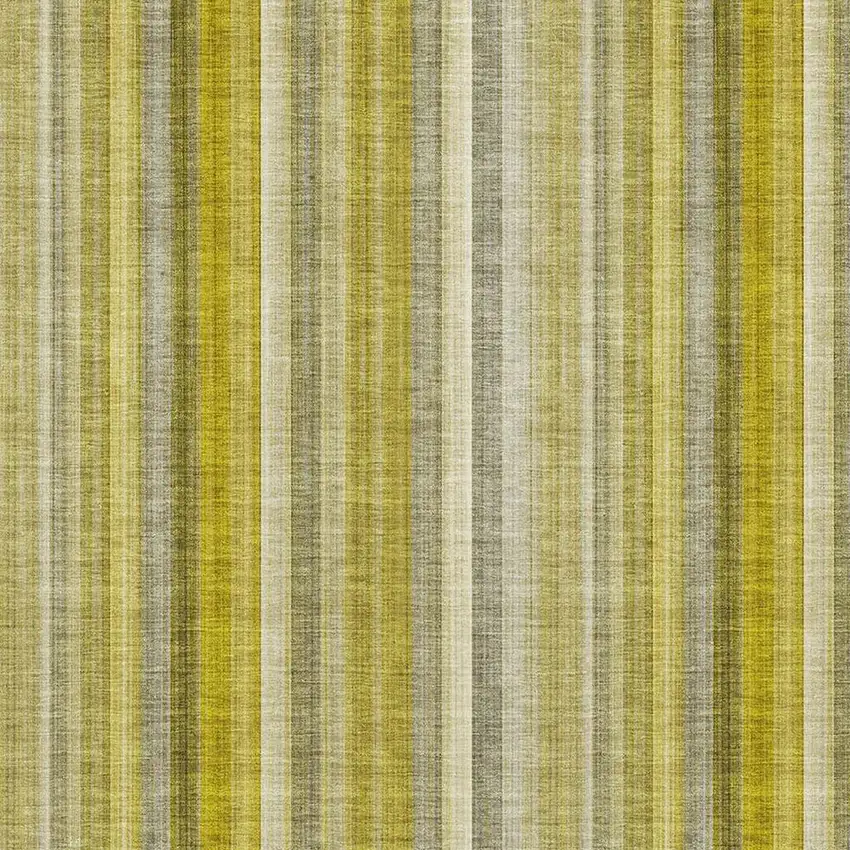 Gold And Ivory Striped Washable Area Rug With UV Protection Photo 3