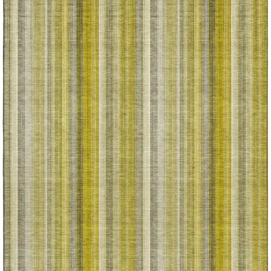Gold And Ivory Striped Washable Area Rug With UV Protection Photo 4