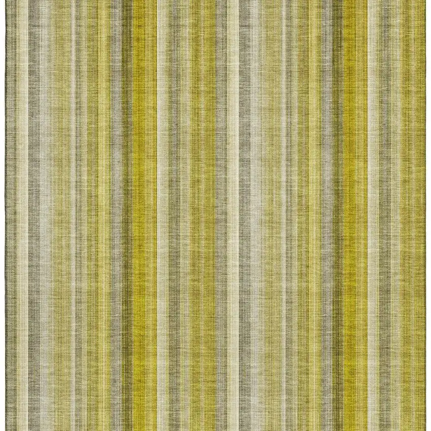 Gold And Ivory Striped Washable Area Rug With UV Protection Photo 4