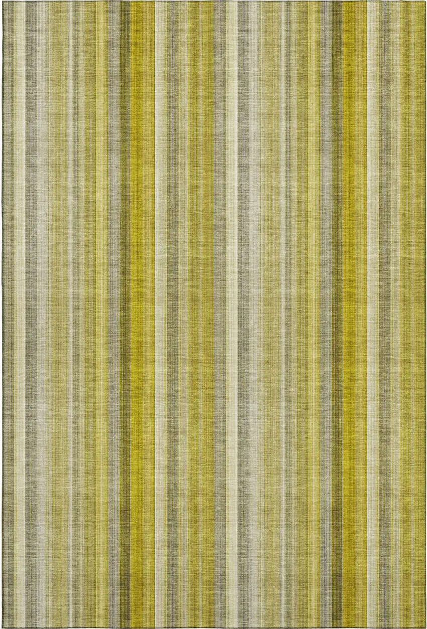 Gold And Ivory Striped Washable Area Rug With UV Protection Photo 1