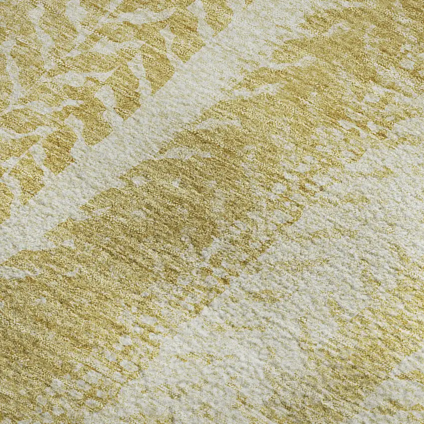 Gold And Ivory Striped Washable Area Rug With UV Protection Photo 2