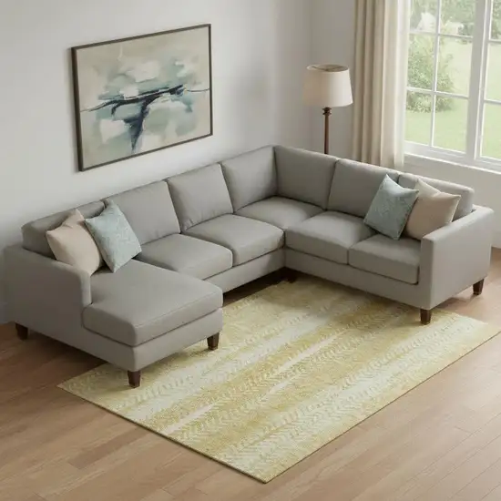 Gold And Ivory Striped Washable Area Rug With UV Protection Photo 1