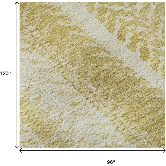 Gold And Ivory Striped Washable Area Rug With UV Protection Photo 9