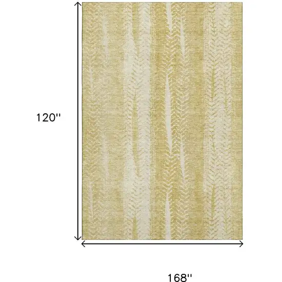 Gold And Ivory Striped Washable Area Rug With UV Protection Photo 3