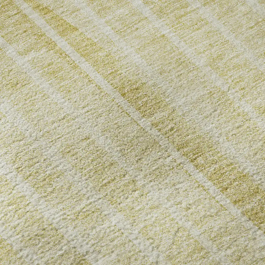 Gold And Ivory Striped Washable Area Rug With UV Protection Photo 9