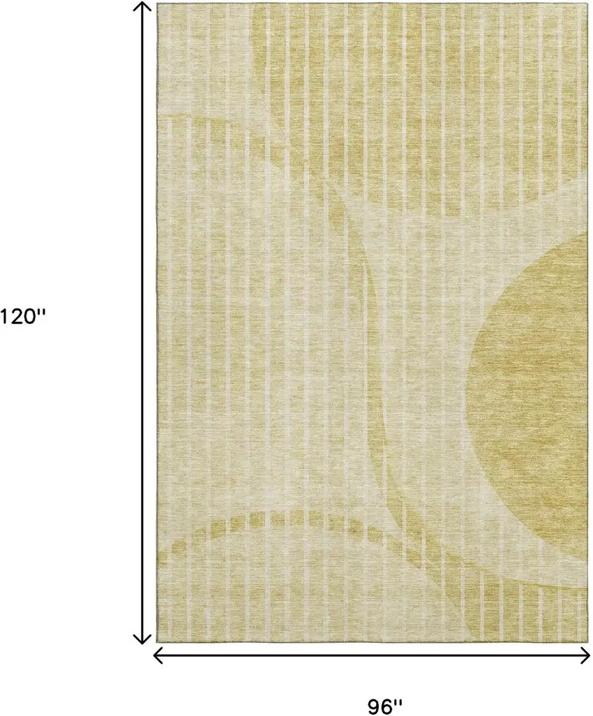 Gold And Ivory Striped Washable Area Rug With UV Protection Photo 3