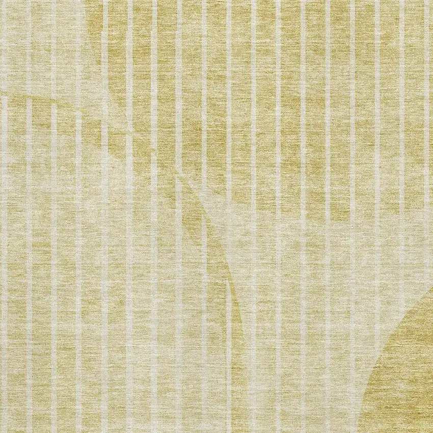 Gold And Ivory Striped Washable Area Rug With UV Protection Photo 2