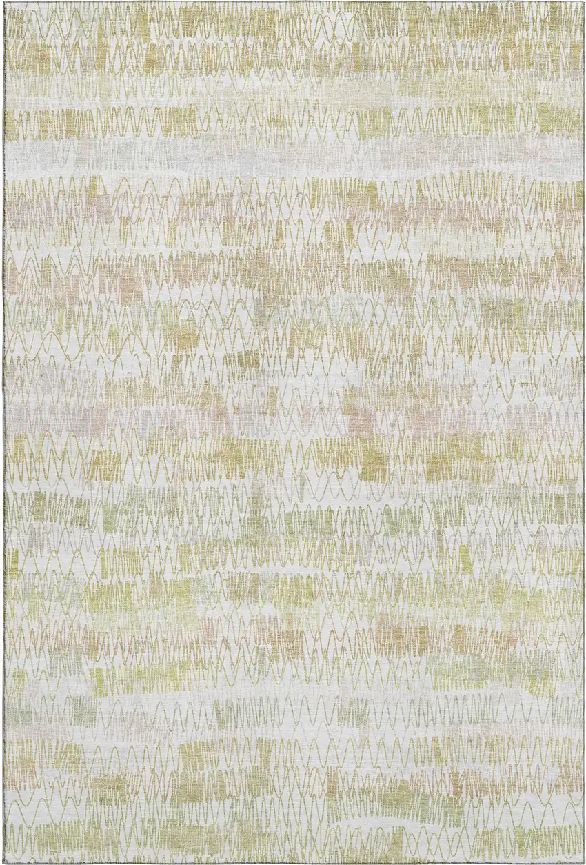 Gold And Ivory Striped Washable Area Rug With UV Protection Photo 1