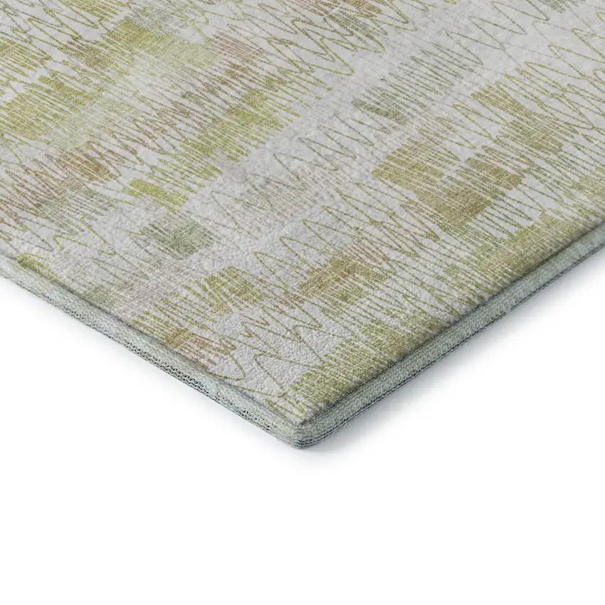 Gold And Ivory Striped Washable Area Rug With UV Protection Photo 8