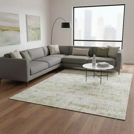 Gold And Ivory Striped Washable Area Rug With UV Protection Photo 2