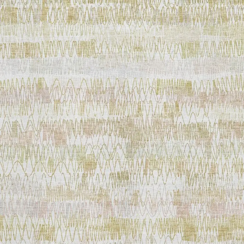 Gold And Ivory Striped Washable Area Rug With UV Protection Photo 3