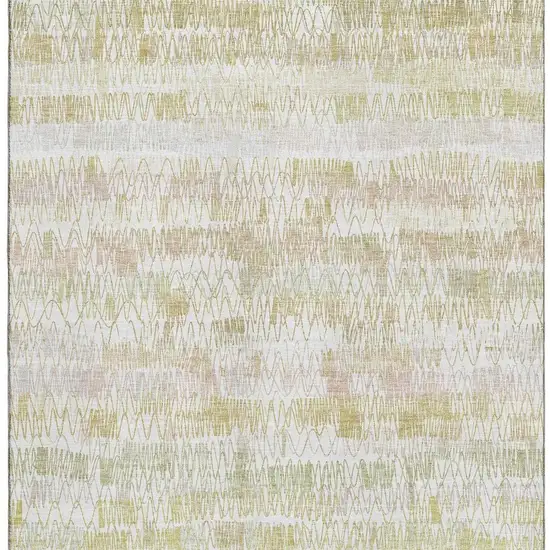 Gold And Ivory Striped Washable Area Rug With UV Protection Photo 4