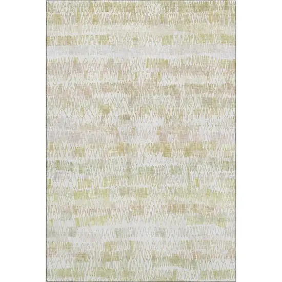 Gold And Ivory Striped Washable Area Rug With UV Protection Photo 1