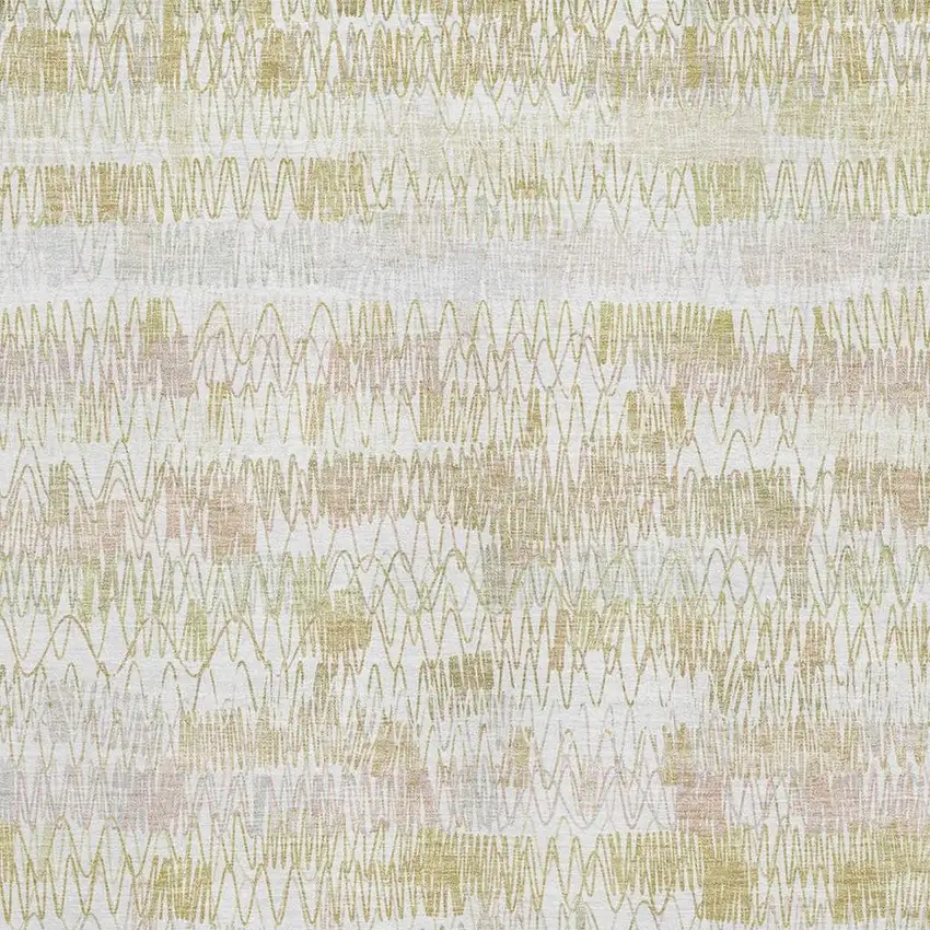 Gold And Ivory Striped Washable Area Rug With UV Protection Photo 3