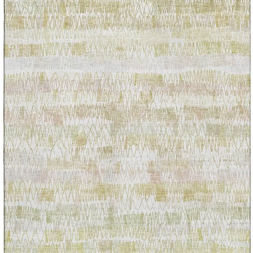 Gold And Ivory Striped Washable Area Rug With UV Protection Photo 3