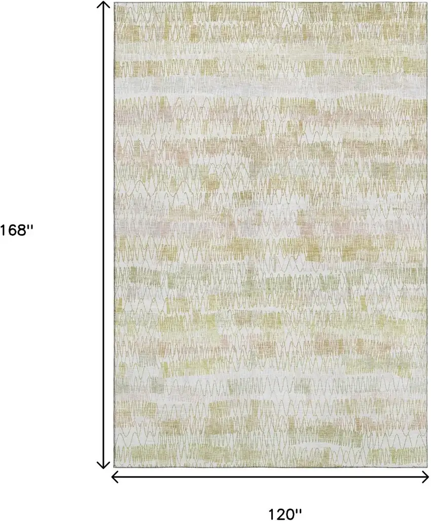 Gold And Ivory Striped Washable Area Rug With UV Protection Photo 3