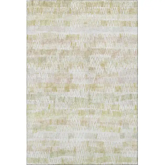 Gold And Ivory Striped Washable Area Rug With UV Protection Photo 4