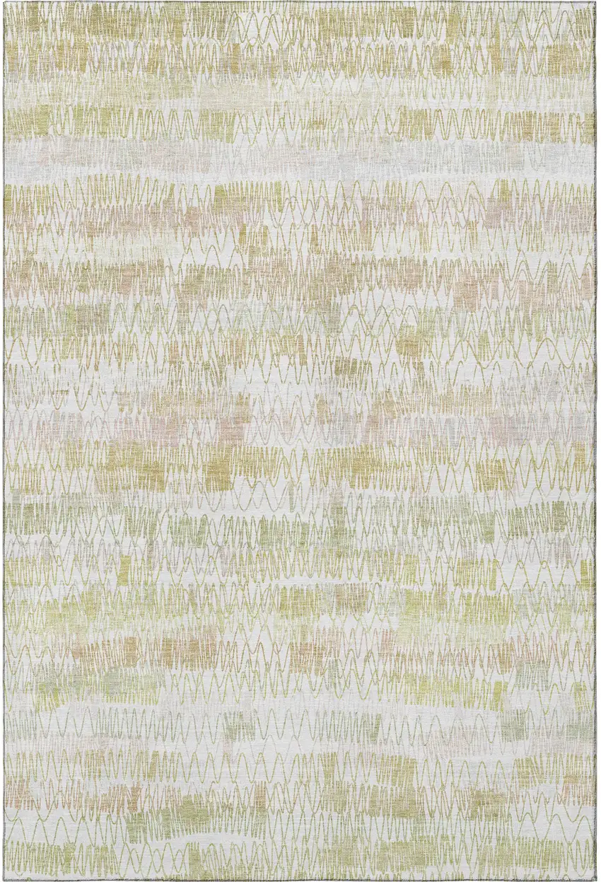 Gold And Ivory Striped Washable Area Rug With UV Protection Photo 4