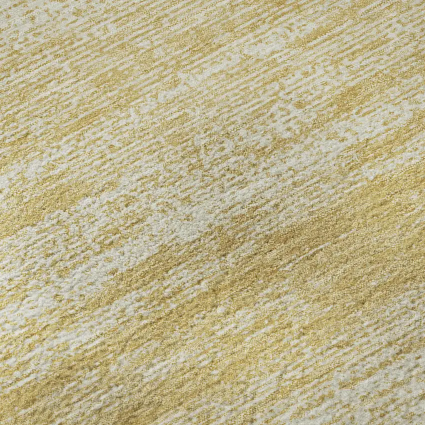 Gold And Ivory Striped Washable Area Rug With UV Protection Photo 7