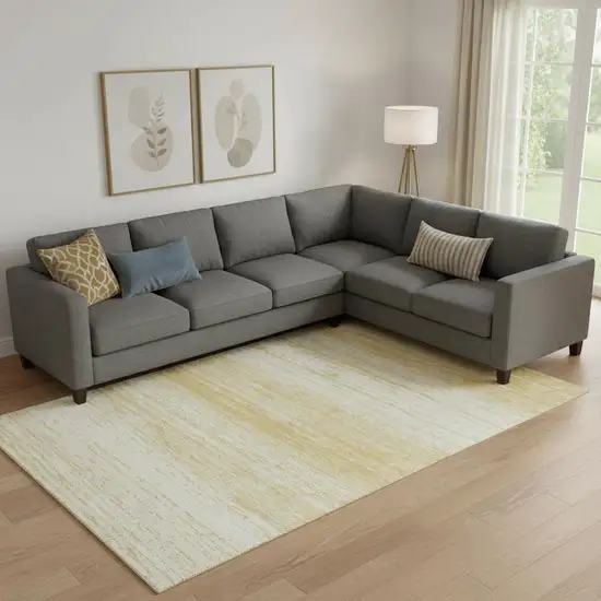 Gold And Ivory Striped Washable Area Rug With UV Protection Photo 1