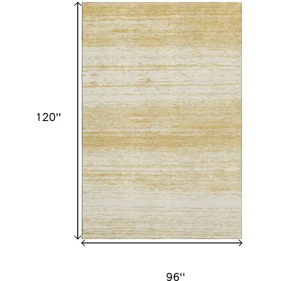 Gold And Ivory Striped Washable Area Rug With UV Protection Photo 3