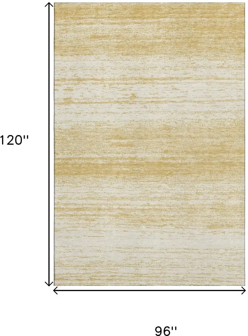 Gold And Ivory Striped Washable Area Rug With UV Protection Photo 3