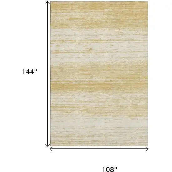 Gold And Ivory Striped Washable Area Rug With UV Protection Photo 3