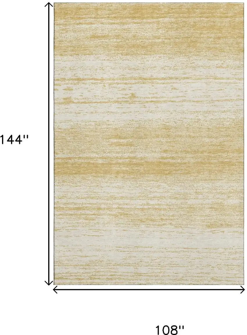 Gold And Ivory Striped Washable Area Rug With UV Protection Photo 3