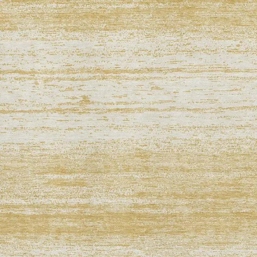 Gold And Ivory Striped Washable Area Rug With UV Protection Photo 4