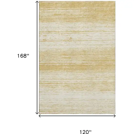 Gold And Ivory Striped Washable Area Rug With UV Protection Photo 3