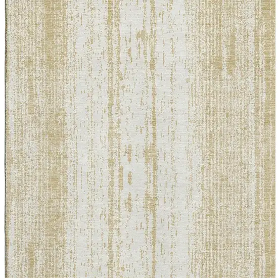 Gold And Ivory Striped Washable Area Rug With UV Protection Photo 4
