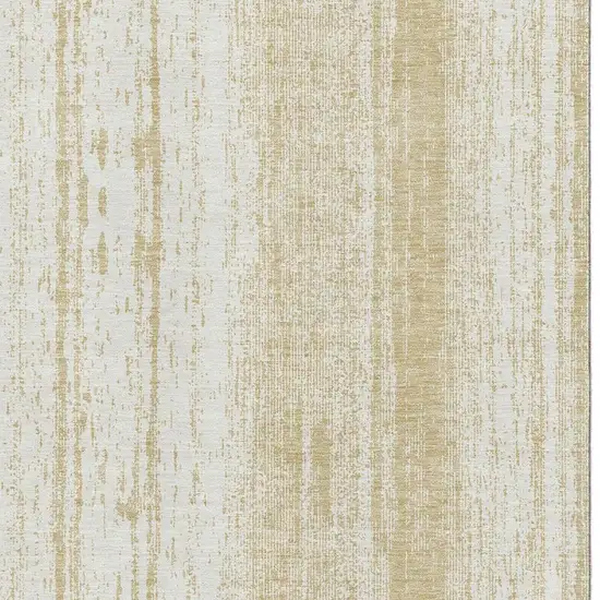 Gold And Ivory Striped Washable Area Rug With UV Protection Photo 4