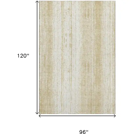 Gold And Ivory Striped Washable Area Rug With UV Protection Photo 3
