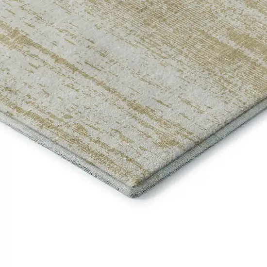 Gold And Ivory Striped Washable Area Rug With UV Protection Photo 5