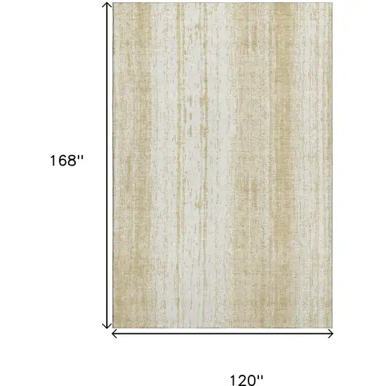 Gold And Ivory Striped Washable Area Rug With UV Protection Photo 3