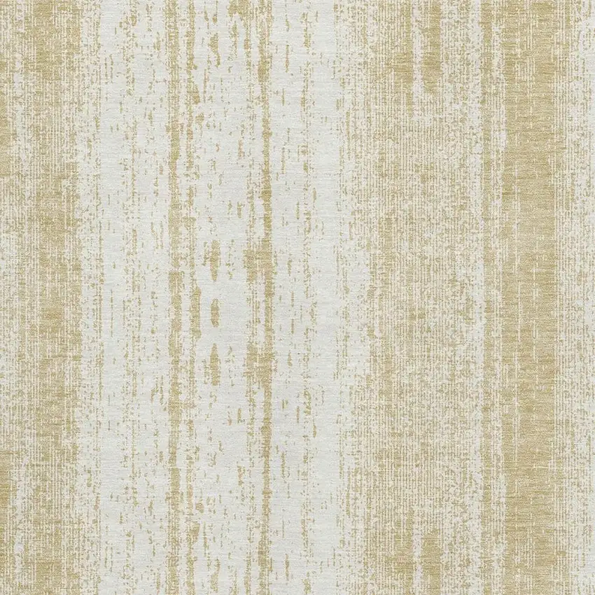 Gold And Ivory Striped Washable Area Rug With UV Protection Photo 4