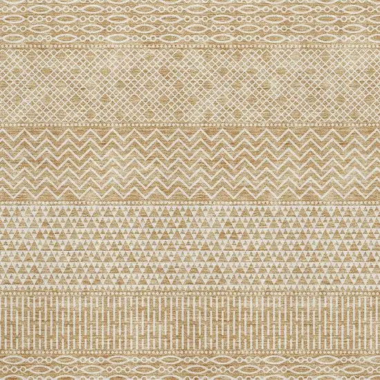 Gold And Ivory Striped Washable Area Rug With UV Protection Photo 2