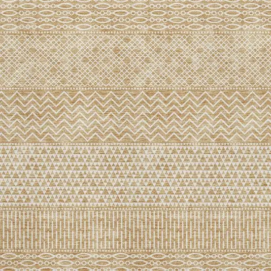 Gold And Ivory Striped Washable Area Rug With UV Protection Photo 2