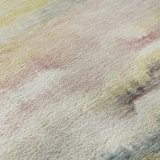 Gold And Ivory Striped Washable Area Rug With UV Protection Photo 8