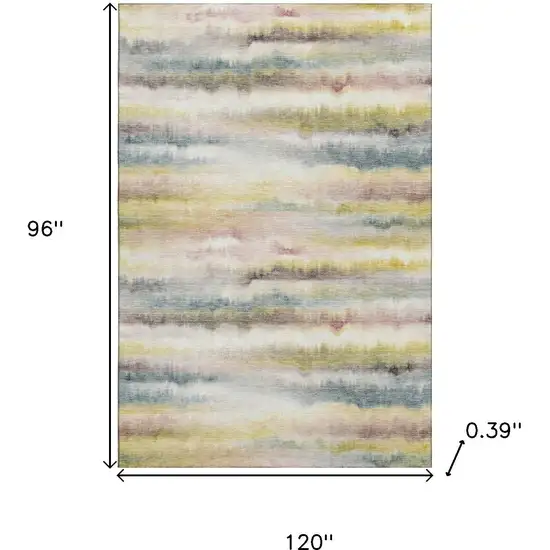 Gold And Ivory Striped Washable Area Rug With UV Protection Photo 9