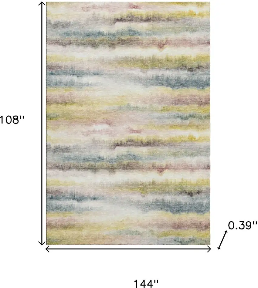 Gold And Ivory Striped Washable Area Rug With UV Protection Photo 9