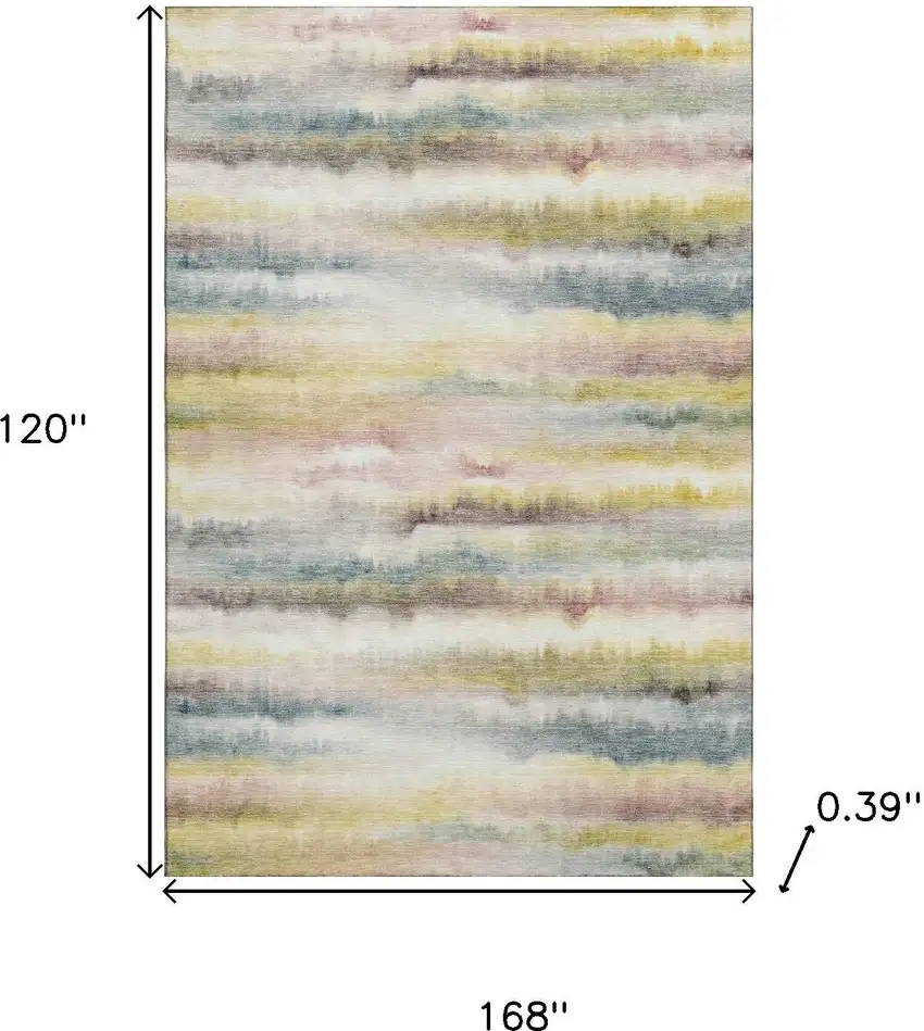 Gold And Ivory Striped Washable Area Rug With UV Protection Photo 9