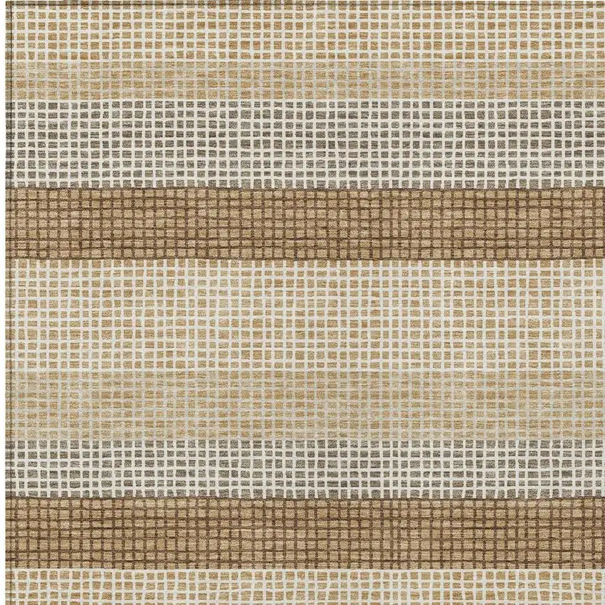 Gold And Ivory Striped Washable Indoor Outdoor Area Rug Photo 3