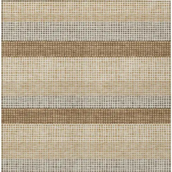 Gold And Ivory Striped Washable Indoor Outdoor Area Rug Photo 4