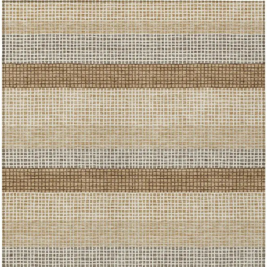 Gold And Ivory Striped Washable Indoor Outdoor Area Rug Photo 4