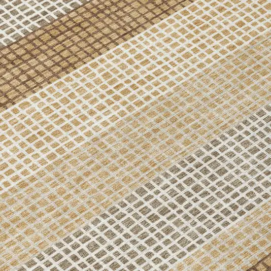 Gold And Ivory Striped Washable Indoor Outdoor Area Rug Photo 6
