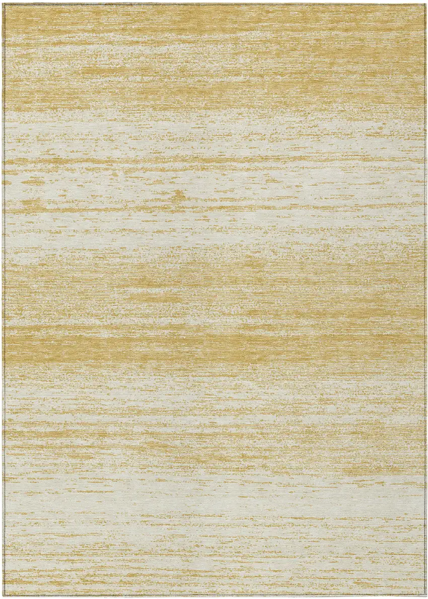 Gold And Ivory Striped Washable Indoor Outdoor Area Rug Photo 2
