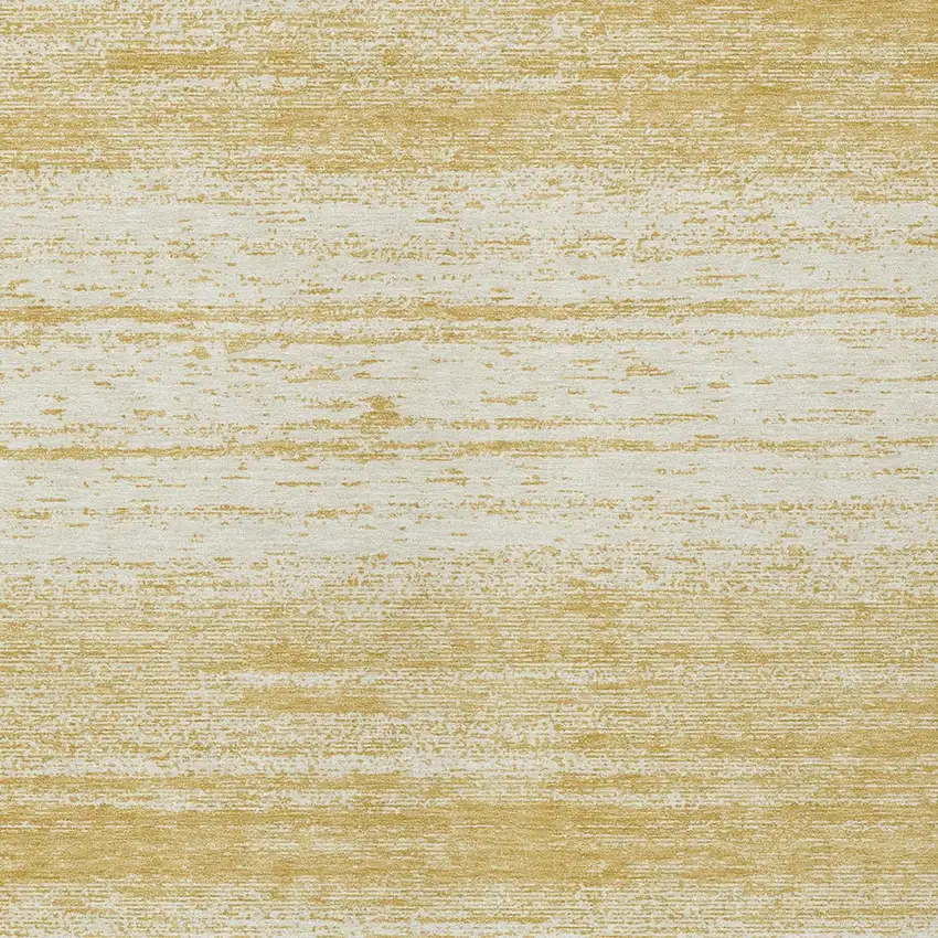 Gold And Ivory Striped Washable Indoor Outdoor Area Rug Photo 6